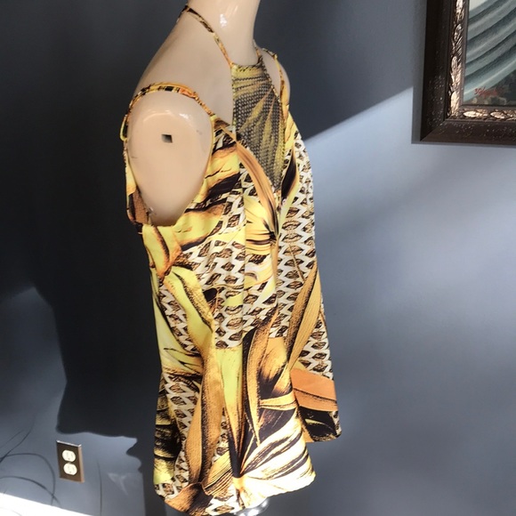 Acostamento yellow/brown netted bodice halter/tank - Picture 4 of 8